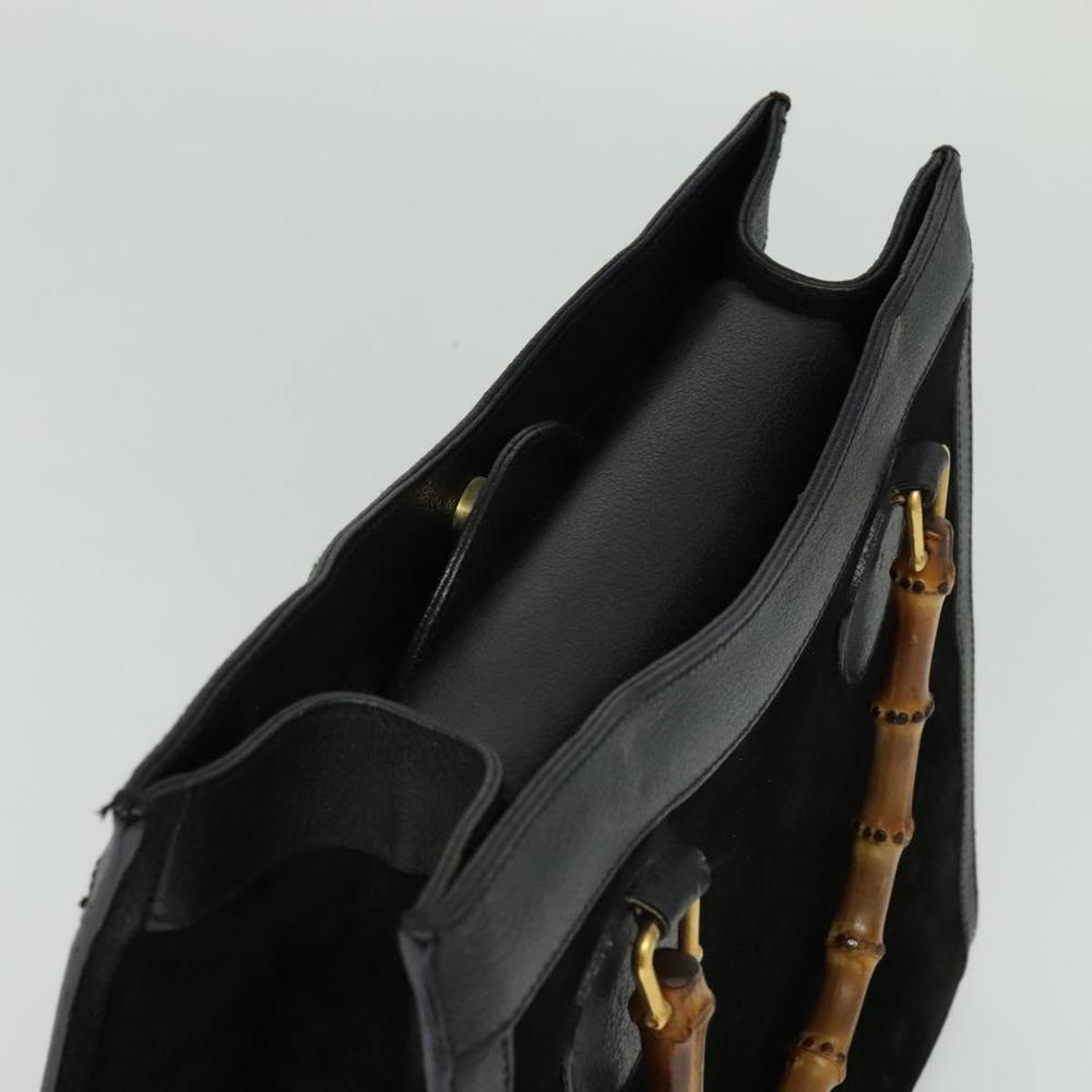 GUCCI Bamboo Hand Bag Suede Black Gold 002 1186 0260 Auth ep8145 - Picture 6 of 16